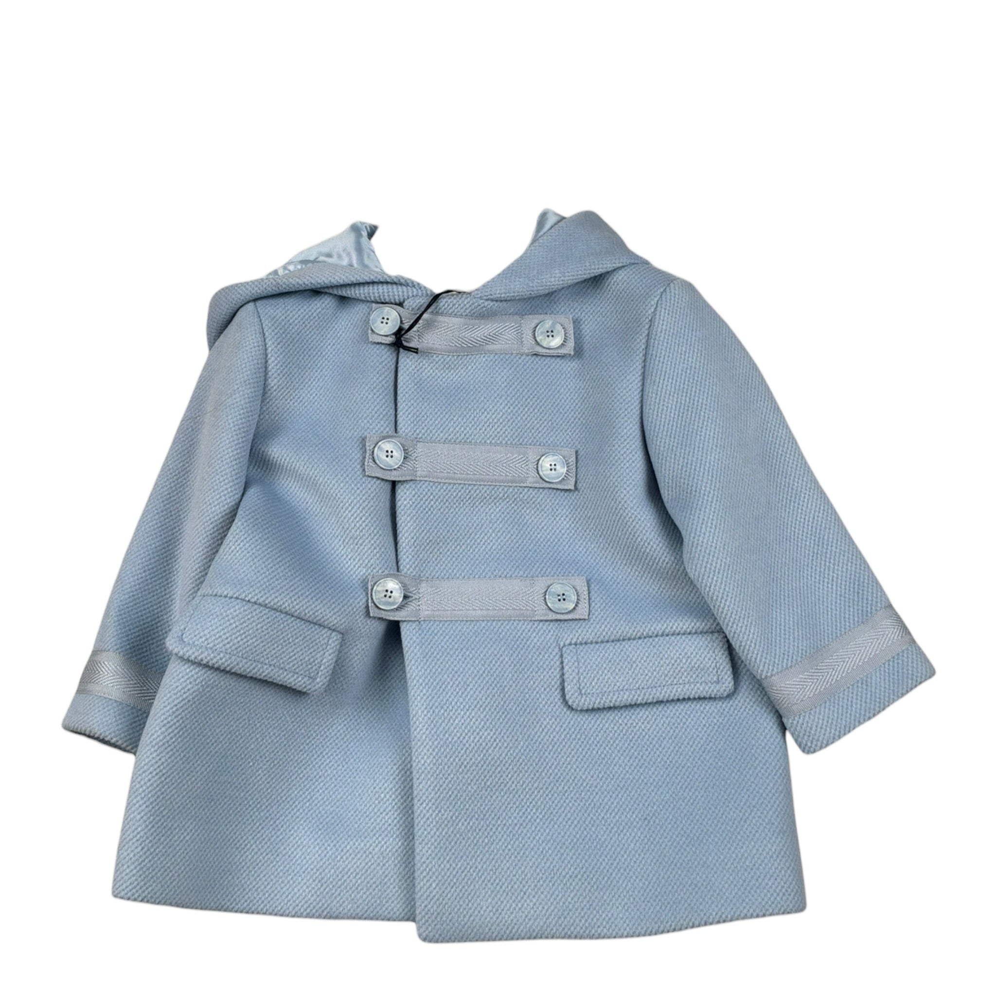 Colori Chiari Cappotto tinta unita con Cappuccio Azzurro per Neonato MN117789 AZZURRO COLORI CHIARI 