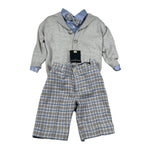 Colori Chiari Completo 4 Pezzi Camicia-Papillon-Bermuda-Cardigan Grigio per Neonato MN407245 GRIGIO COLORI CHIARI 