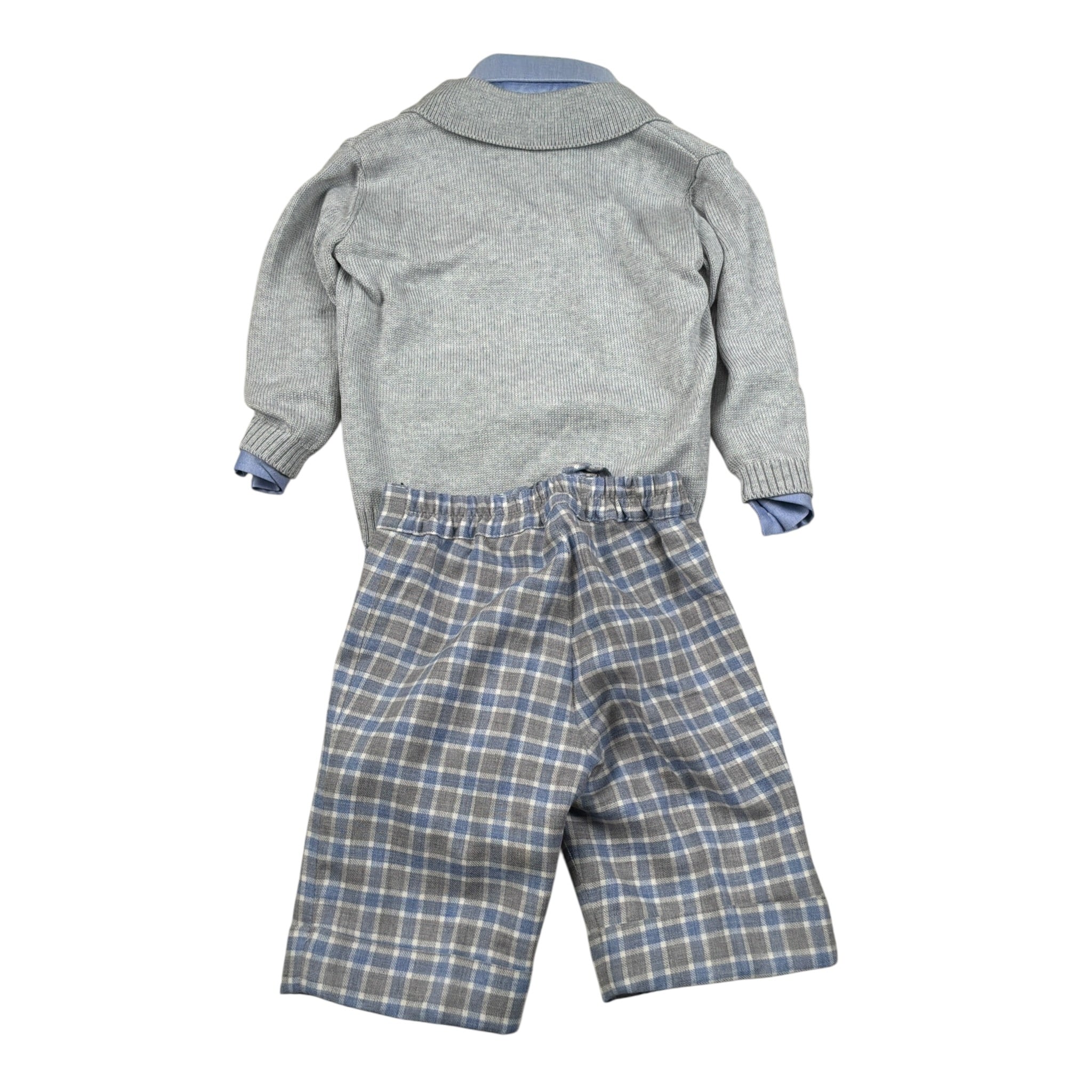 Colori Chiari Completo 4 Pezzi Camicia-Papillon-Bermuda-Cardigan Grigio per Neonato MN407245 GRIGIO COLORI CHIARI 