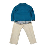 Colori Chiari Completo 4 Pezzi Cardigan-Camicia-Papillon-Pantalone Petrolio per Neonato MN407797 PETROLIO COLORI CHIARI 