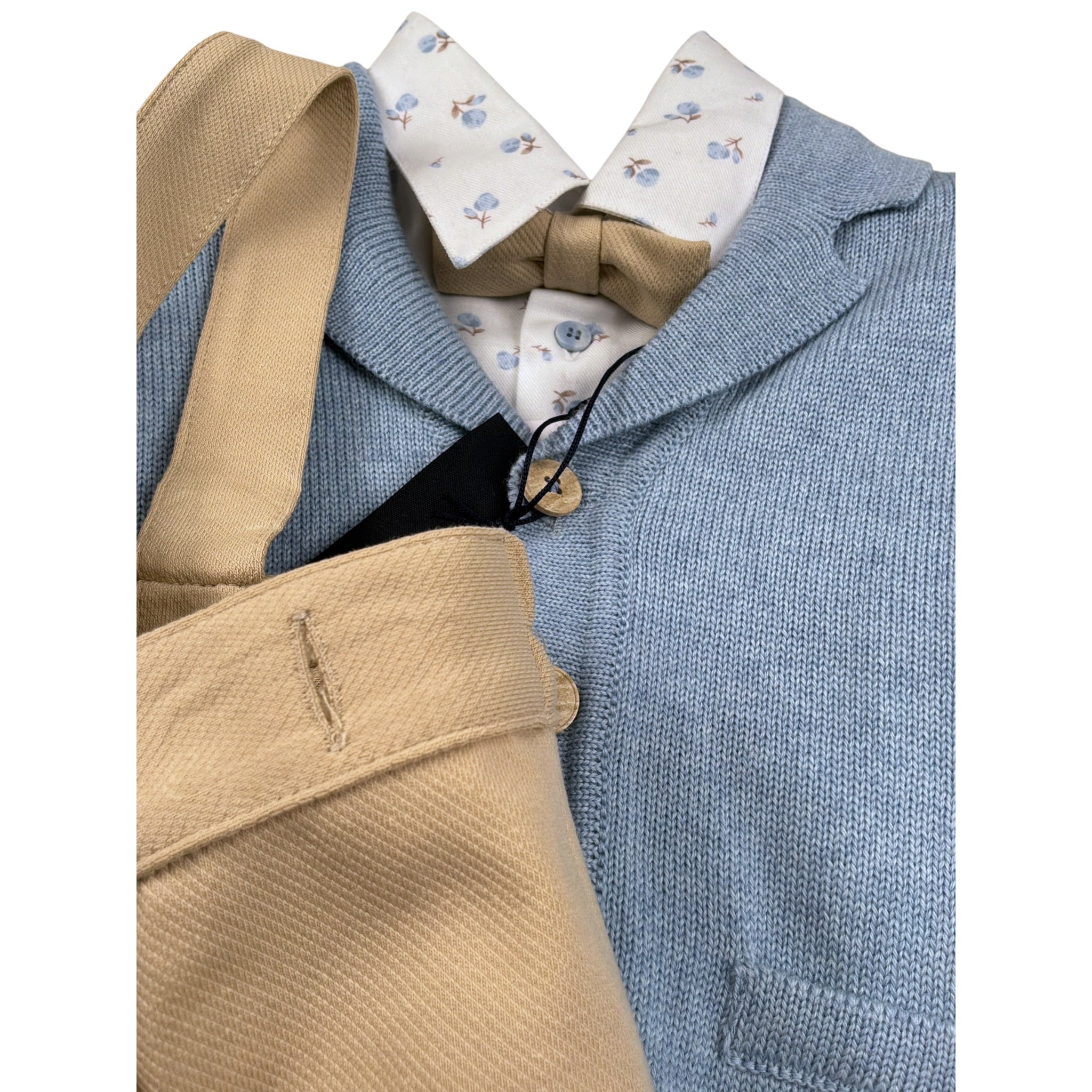 Colori Chiari Completo 4 Pezzi Camicia-Papillon-Bermuda-Cardigan Azzurro per Neonato MN407800 AZZURRO COLORI CHIARI 