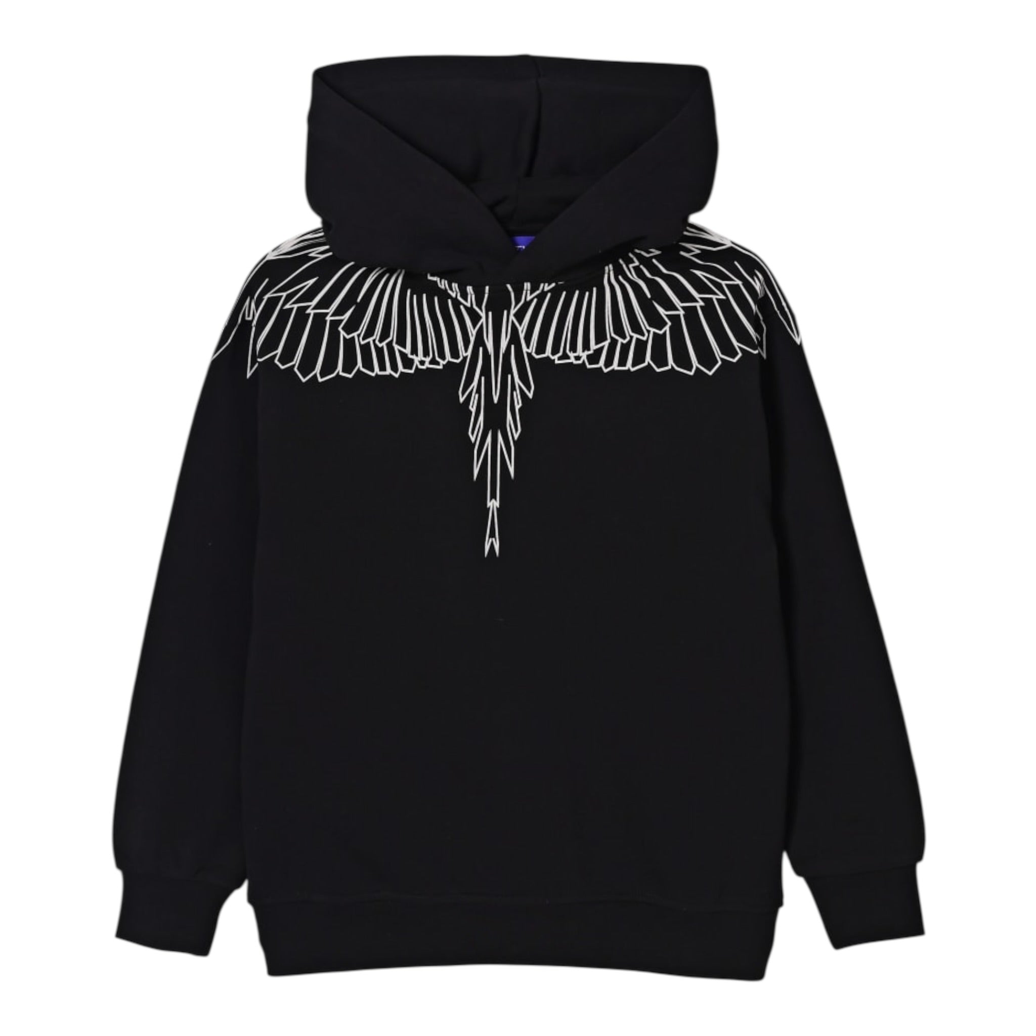 Marcelo Burlon Felpa con Cappuccio tinta unita con Stampa Nero per Bambino F5CMJBHS072 NERO MARCELO BURLON 