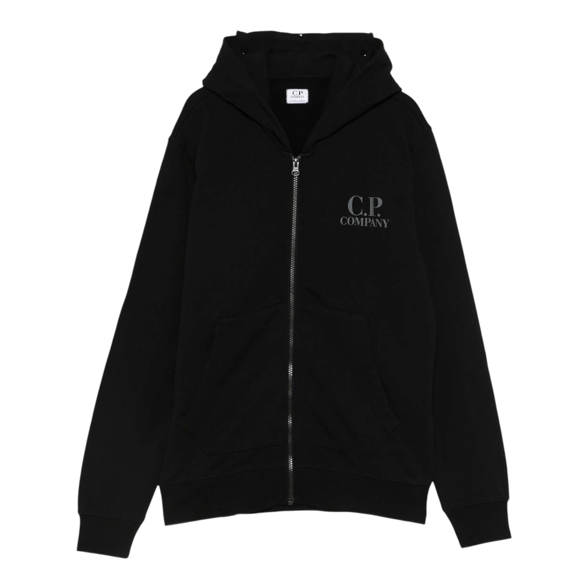 C.P. Company Felpa con Zip E Cappuccio tinta unita Nero per Bambino ÀCNF009 NERO C.P. COMPANY 