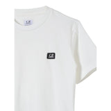 C.P. Company T-Shirt Girocollo tinta unita con Logo Bianco per Bambino C6M008 BIANCO C.P. COMPANY 