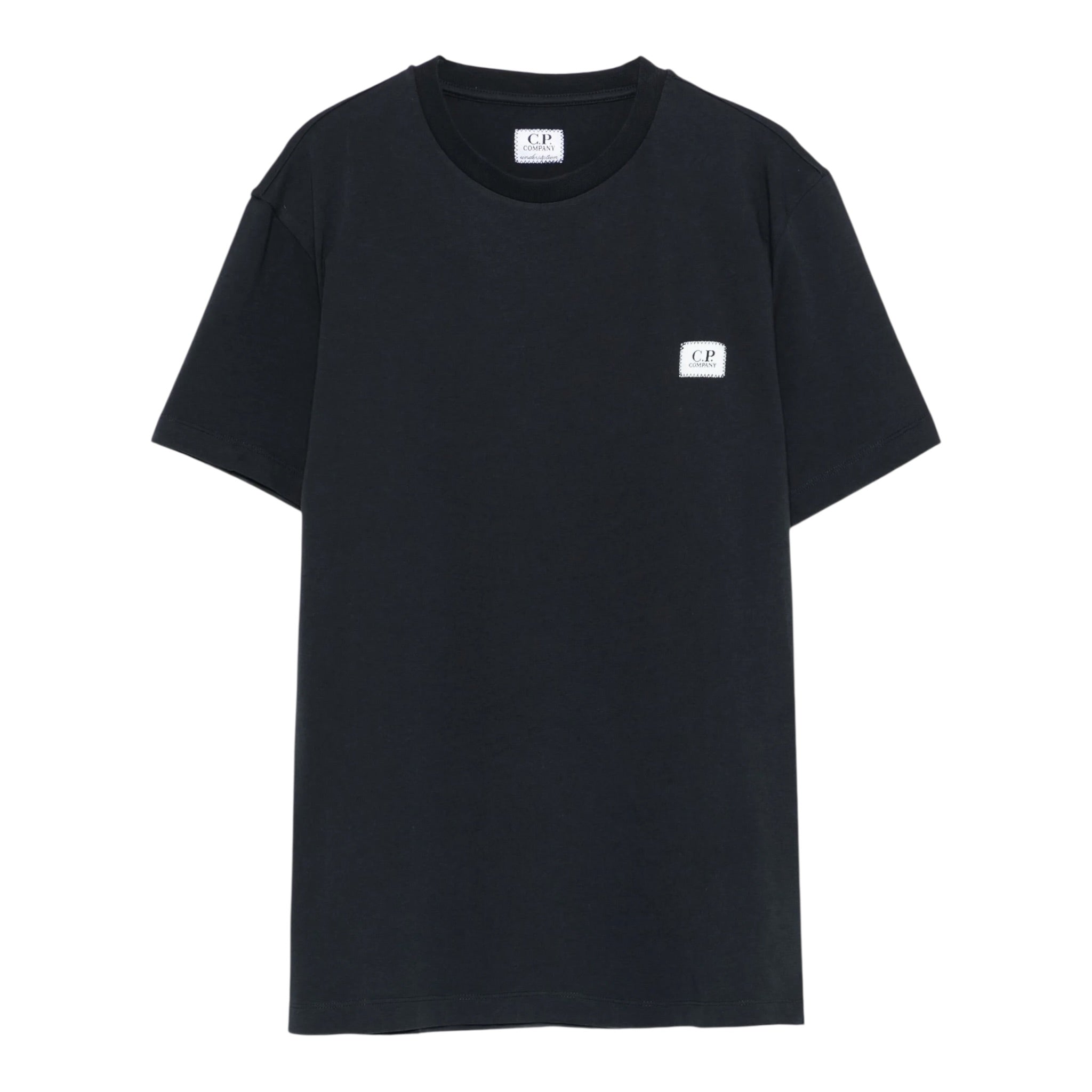 C.P. Company T-Shirt Girocollo tinta unita con Logo Nero per Bambino C6M008 NERO C.P. COMPANY 