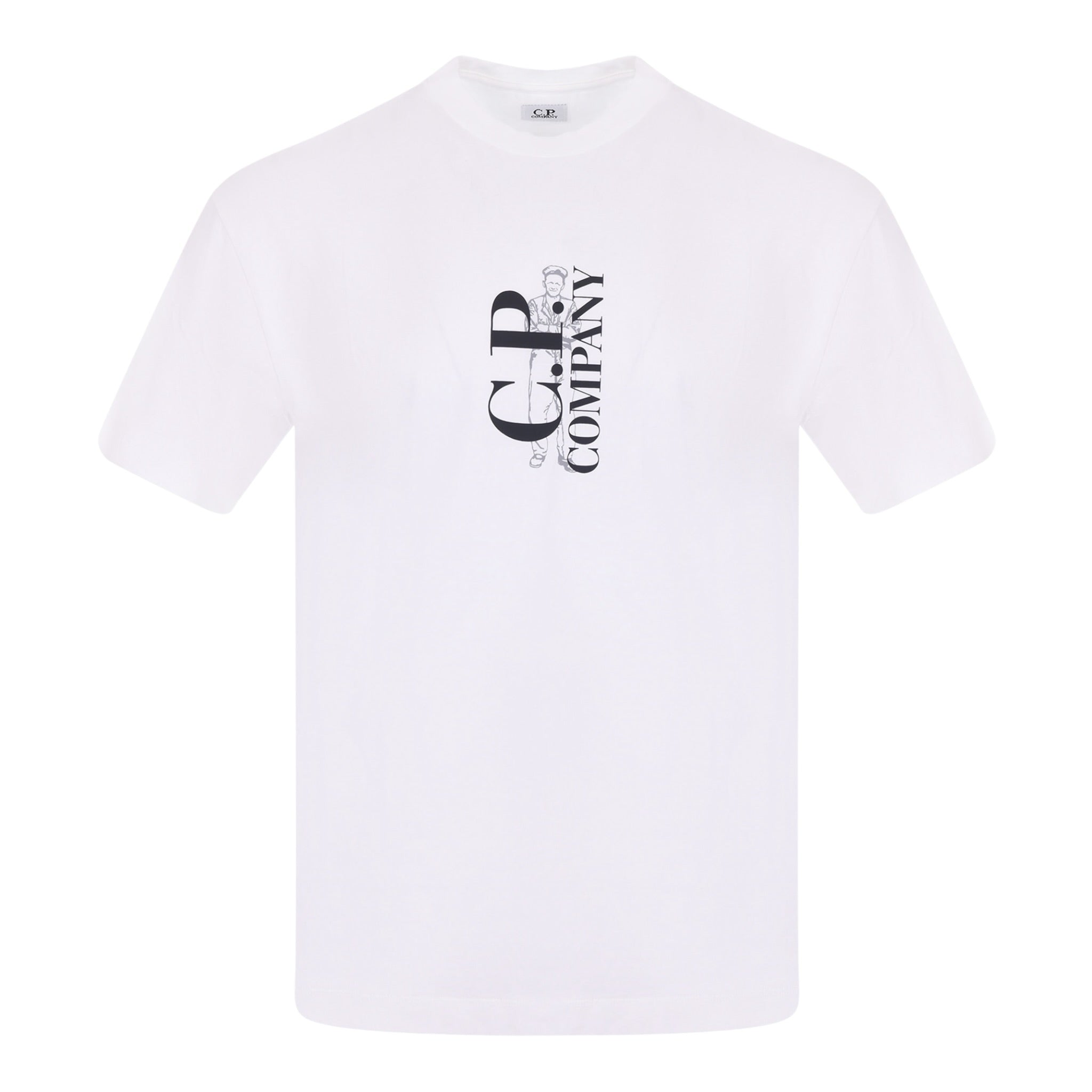 C.P. Company T-Shirt Girocollo tinta unita con Stampa Bianco per Bambino CNM00L BIANCO C.P. COMPANY 
