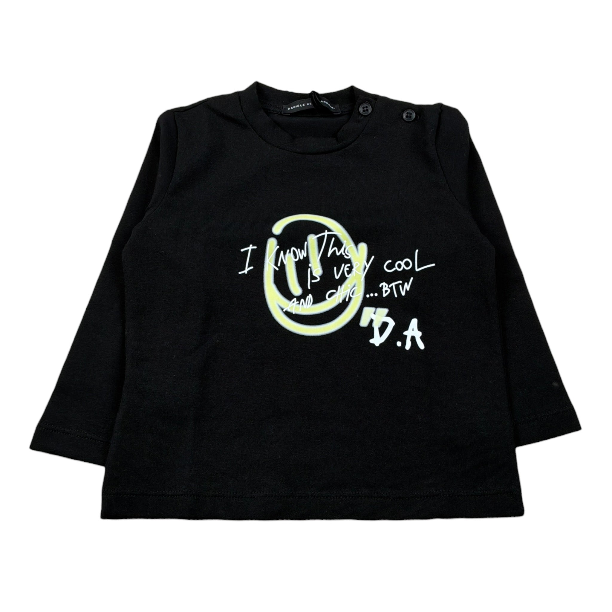 Daniele Alessandrini Shirt Girocollo tinta unita con Stampa Nero per Bambino 1291M00120J NERO DANIELE ALESSANDRINI 