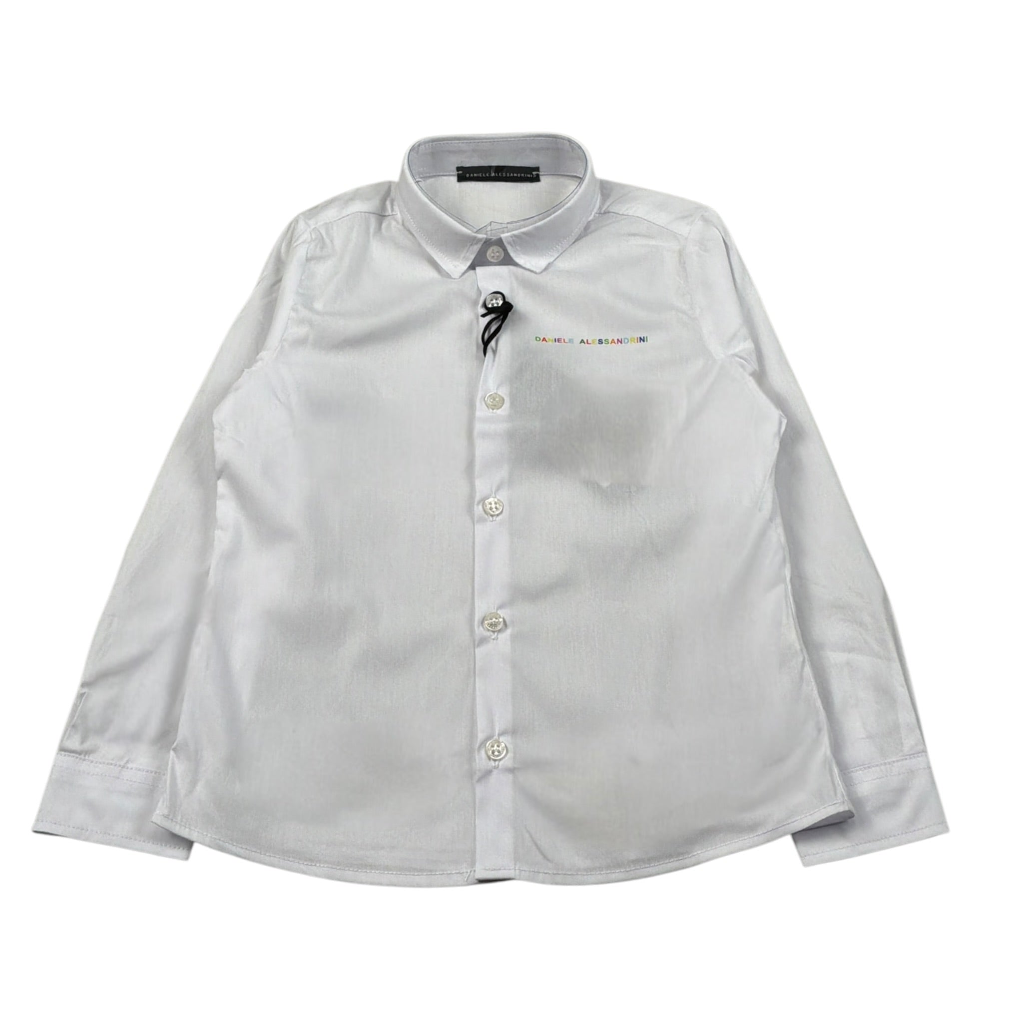 Daniele Alessandrini Camicia Manica Lunga Tinta Unit con Logo Bianco per Bambino 1295C00023J BIANCO DANIELE ALESSANDRINI 
