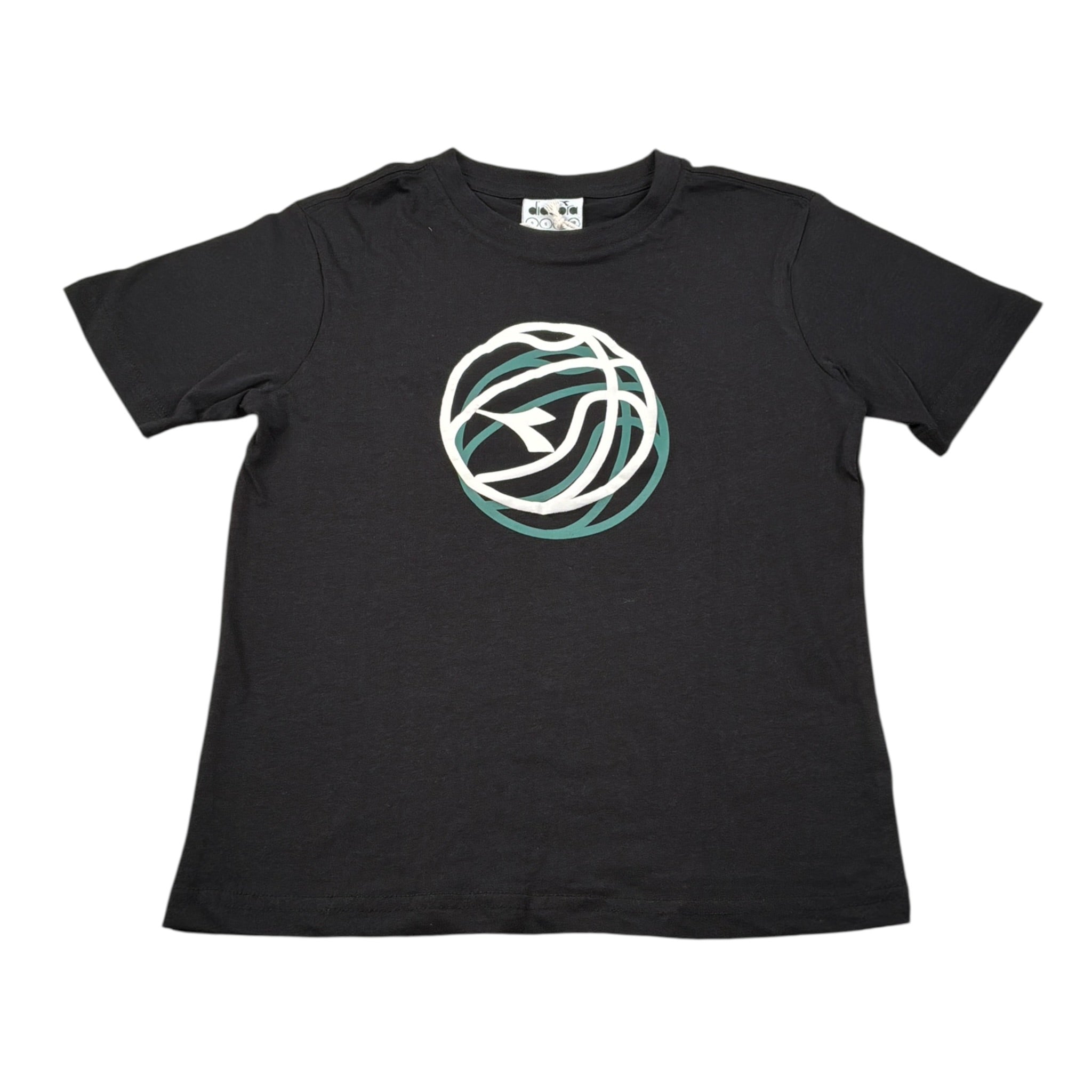 Diadora T-Shirt Girocollo tinta unita con Logo Nero per Bambino 10218223701 NERO DIADORA 