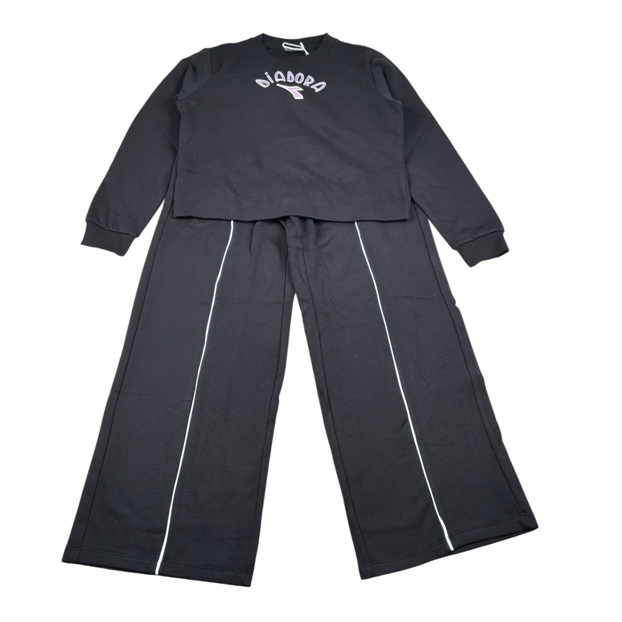 Diadora Completo 2 Pezzi Felpa-Pantalone tinta unita Nero per Bambina 102182240 NERO DIADORA 