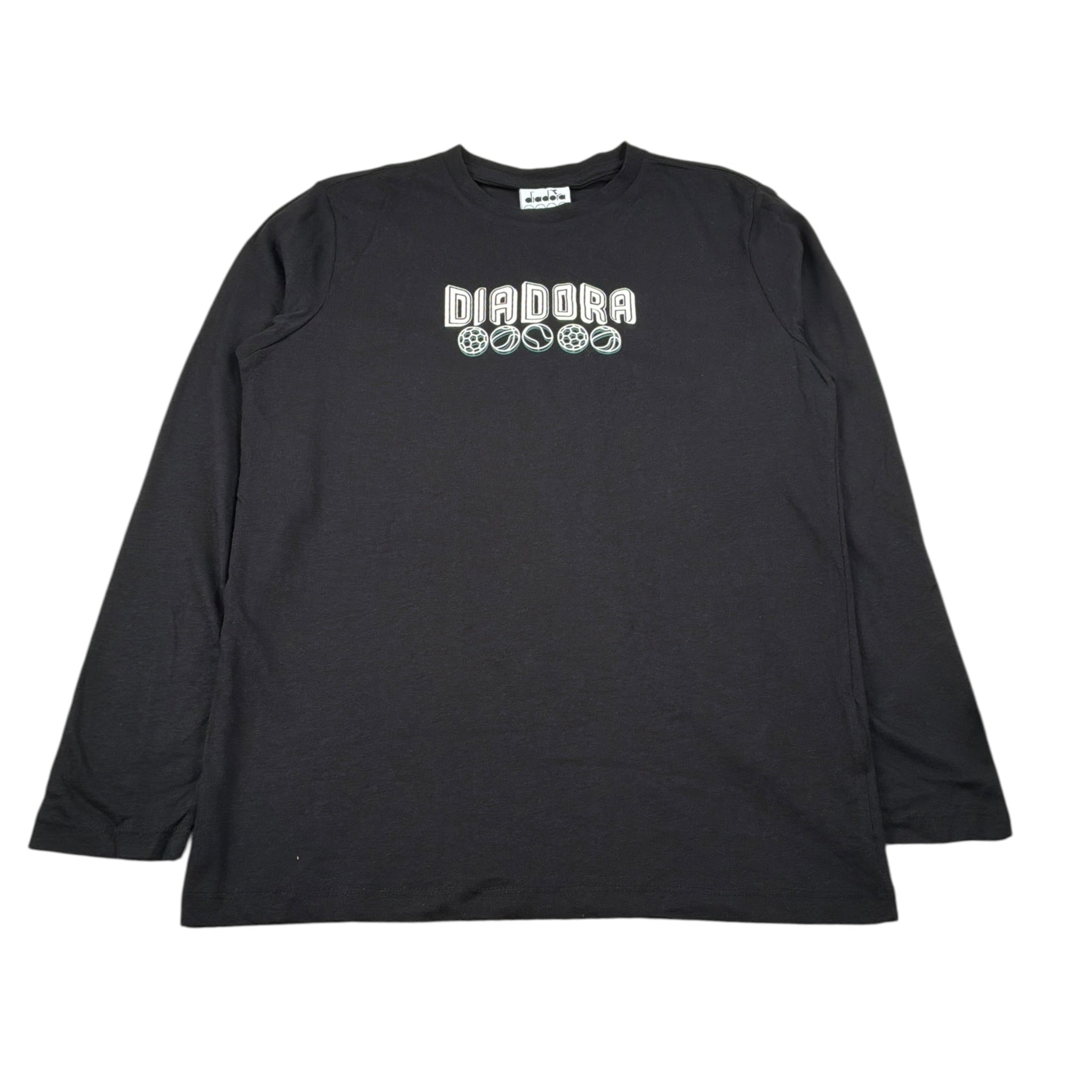 Diadora Shirt Girocollo tinta unita con Logo Nero per Bambino 102182243 NERO DIADORA 