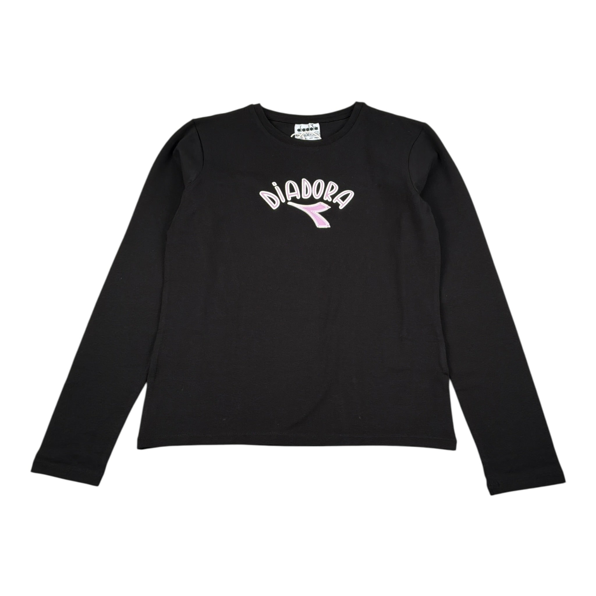 Diadora Shirt Girocollo tinta unita con Logo Nero per Bambina 102182246X NERO DIADORA 
