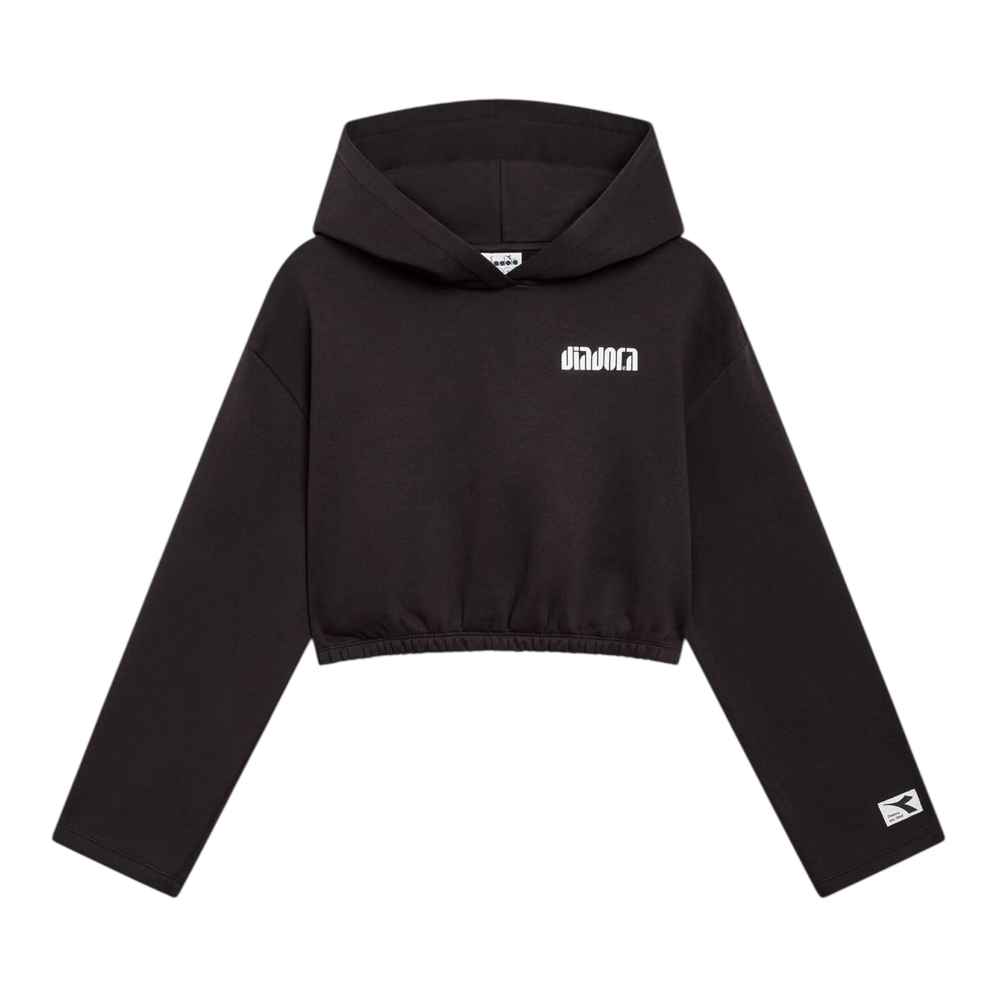 Diadora Felpa Chiusa tinta unita con Cappuccio Nero per Bambina 502182321 NERO DIADORA 