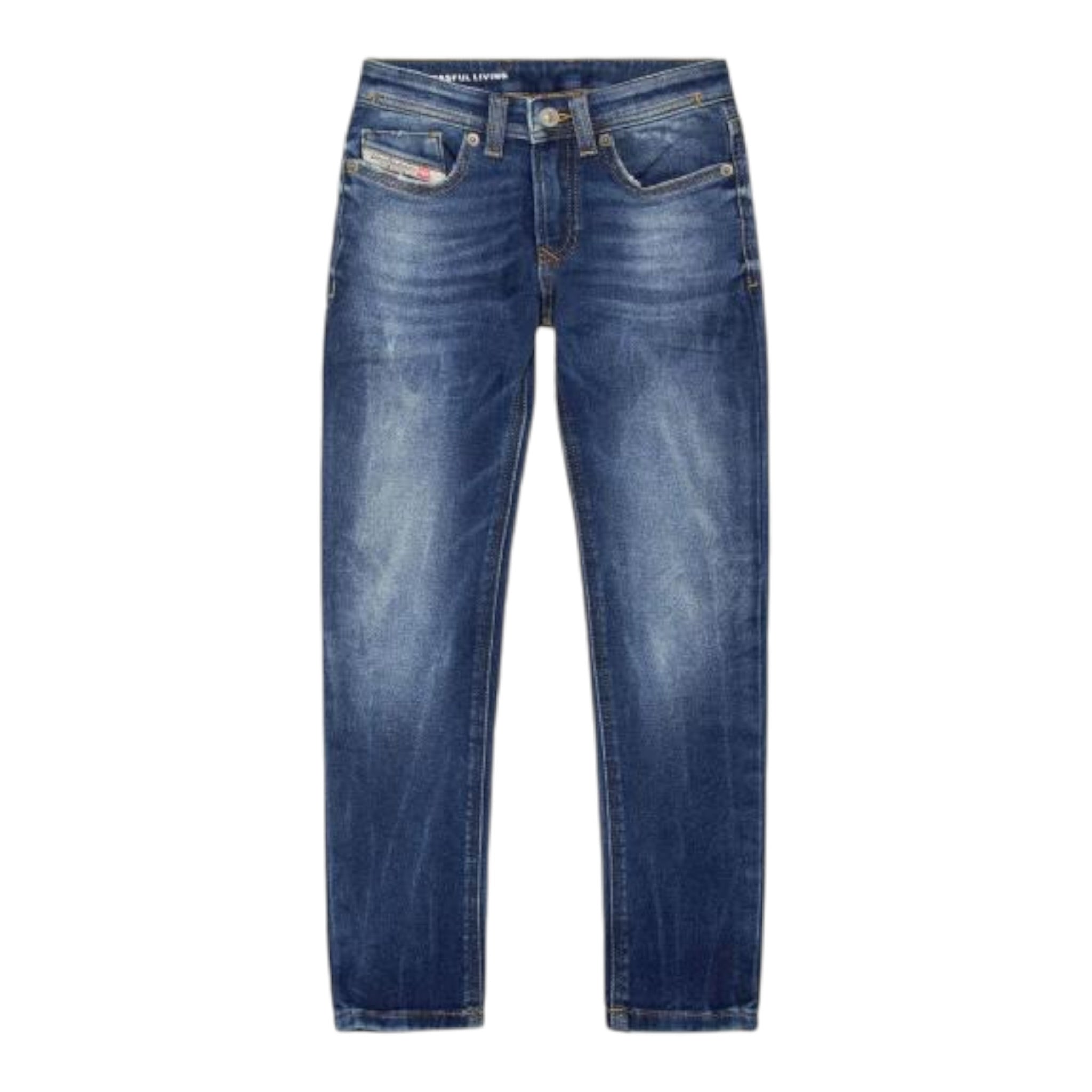 Diesel Jeans tinta unita con Girovita Regolabile Blu per Bambino J00993 BLU DIESEL 