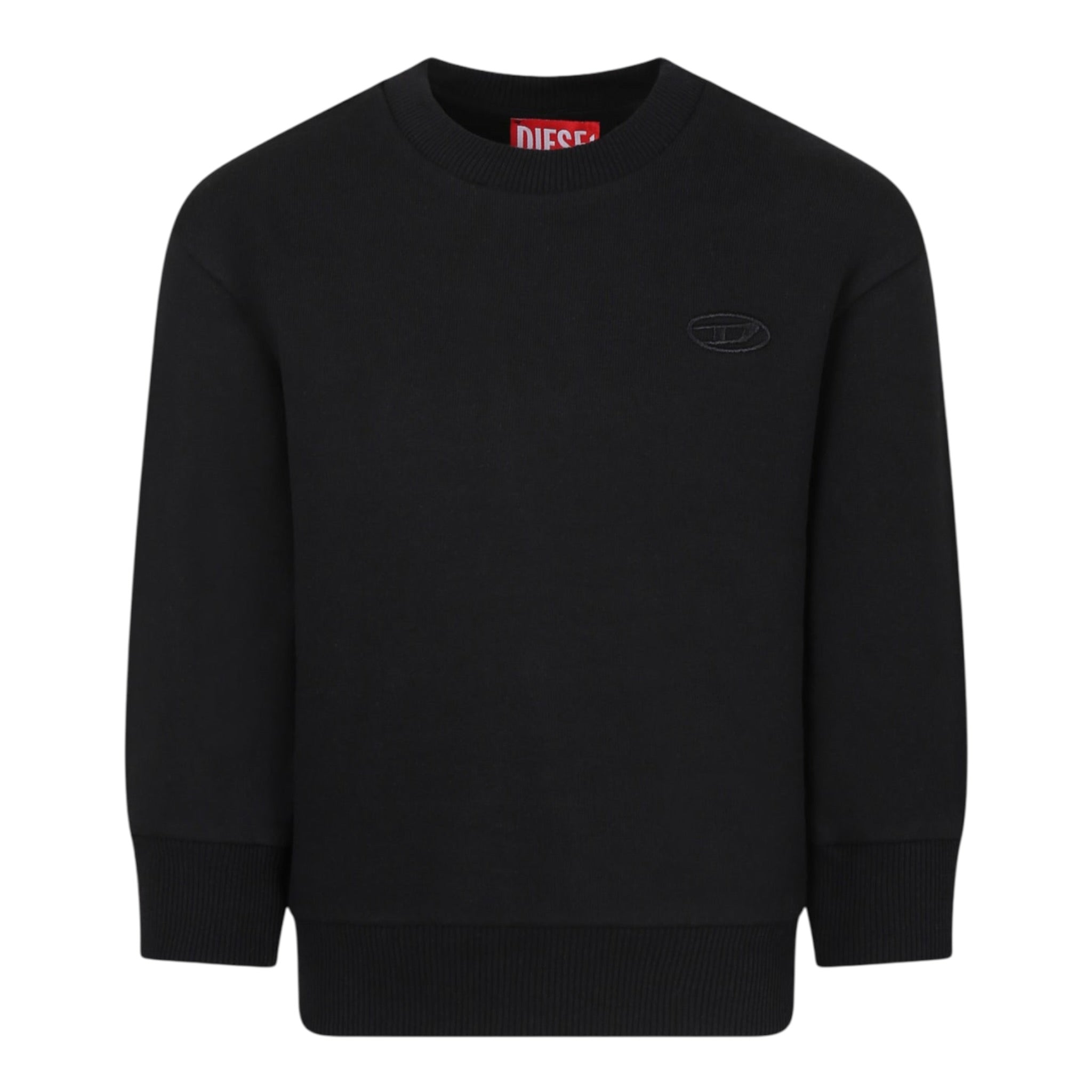 Diesel Felpa Chiusa Girocollo tinta unita con Logo Nero per Bambino J02274 NERO DIESEL 