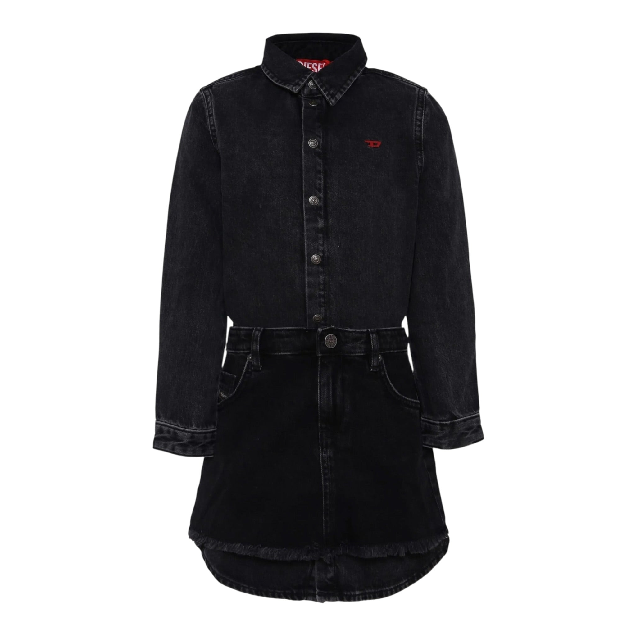 Diesel Abito tinta unita In Denim Nero per Bambina J02350 NERO DIESEL 