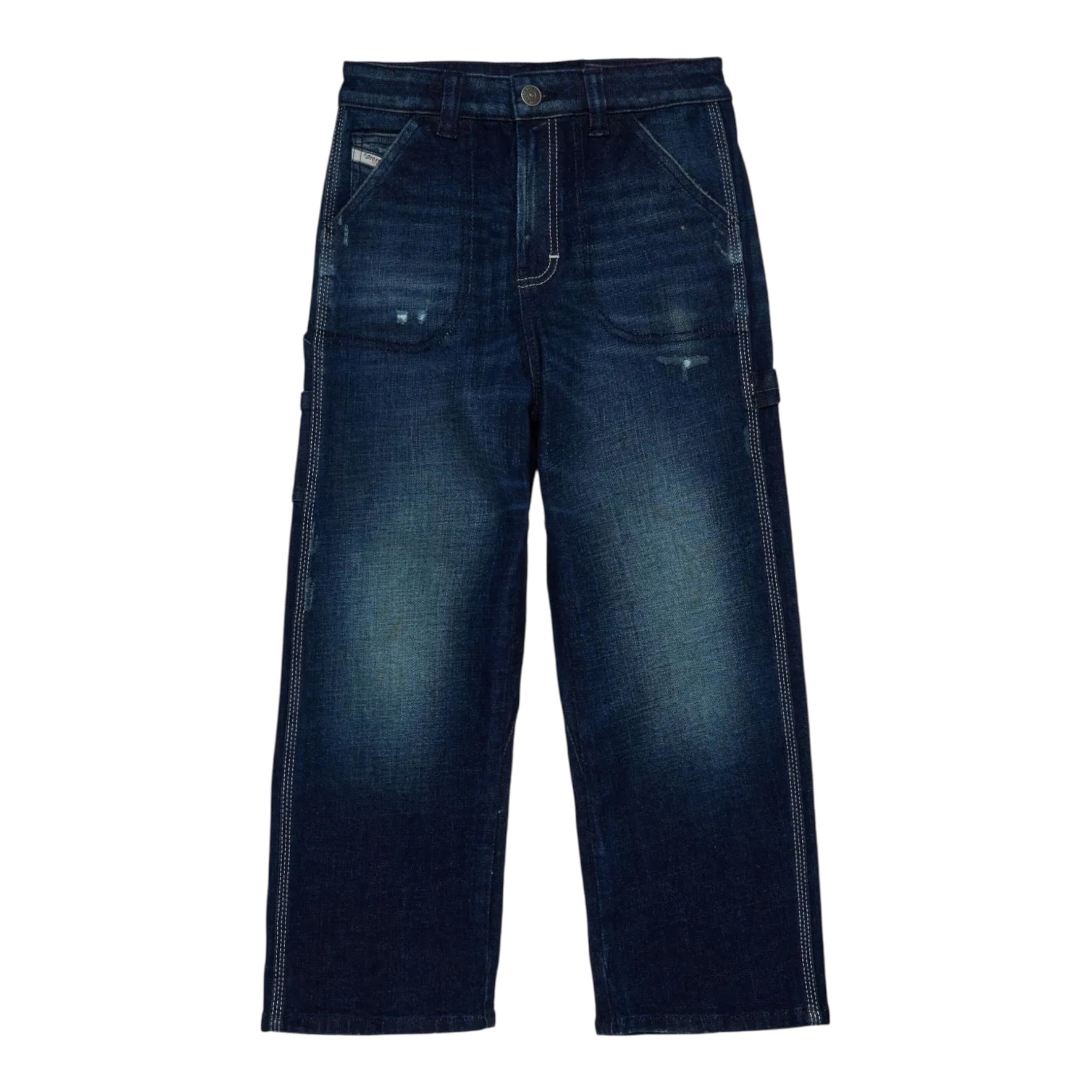 Diesel Jeans tinta unita con Girovita Regolabile Blu per Bambino J02361X BLU DIESEL 