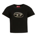Diesel T-Shirt tinta unita con Paillettes Nero per Bambina J02371 NERO DIESEL 