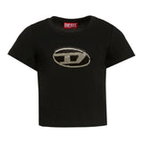 Diesel T-Shirt tinta unita con Paillettes Nero per Bambina J02371 NERO DIESEL 