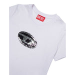 Diesel T-Shirt tinta unita con Paillettes Bianco per Bambina J02371X BIANCO DIESEL 