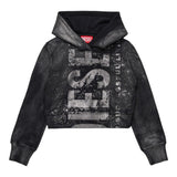 Diesel Felpa Chiusa con Cappuccio tinta unita Nero per Bambina J02376 NERO DIESEL 