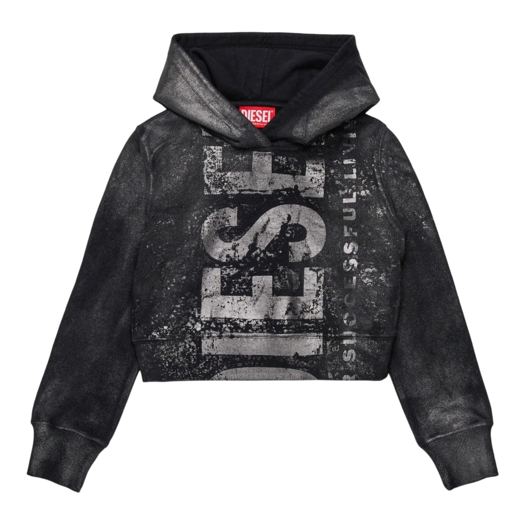 Diesel Felpa Chiusa con Cappuccio tinta unita Nero per Bambina J02376 NERO DIESEL 