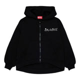 Diesel Felpa tinta unita con Cappuccio E Zip Nero per Bambino J02386 NERO DIESEL 