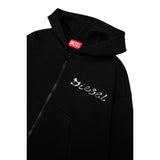 Diesel Felpa tinta unita con Cappuccio E Zip Nero per Bambino J02386 NERO DIESEL 