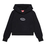 Diesel Felpa tinta unita con Cappuccio E Stampa Nero per Bambina J02416X NERO DIESEL 