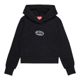 Diesel Felpa tinta unita con Cappuccio E Stampa Nero per Bambina J02416XX NERO DIESEL 