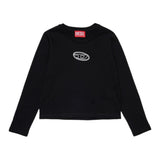 Diesel Shirt tinta unita Girocollo con Stampa Nero per Bambina J0243100YI9 NERO DIESEL 