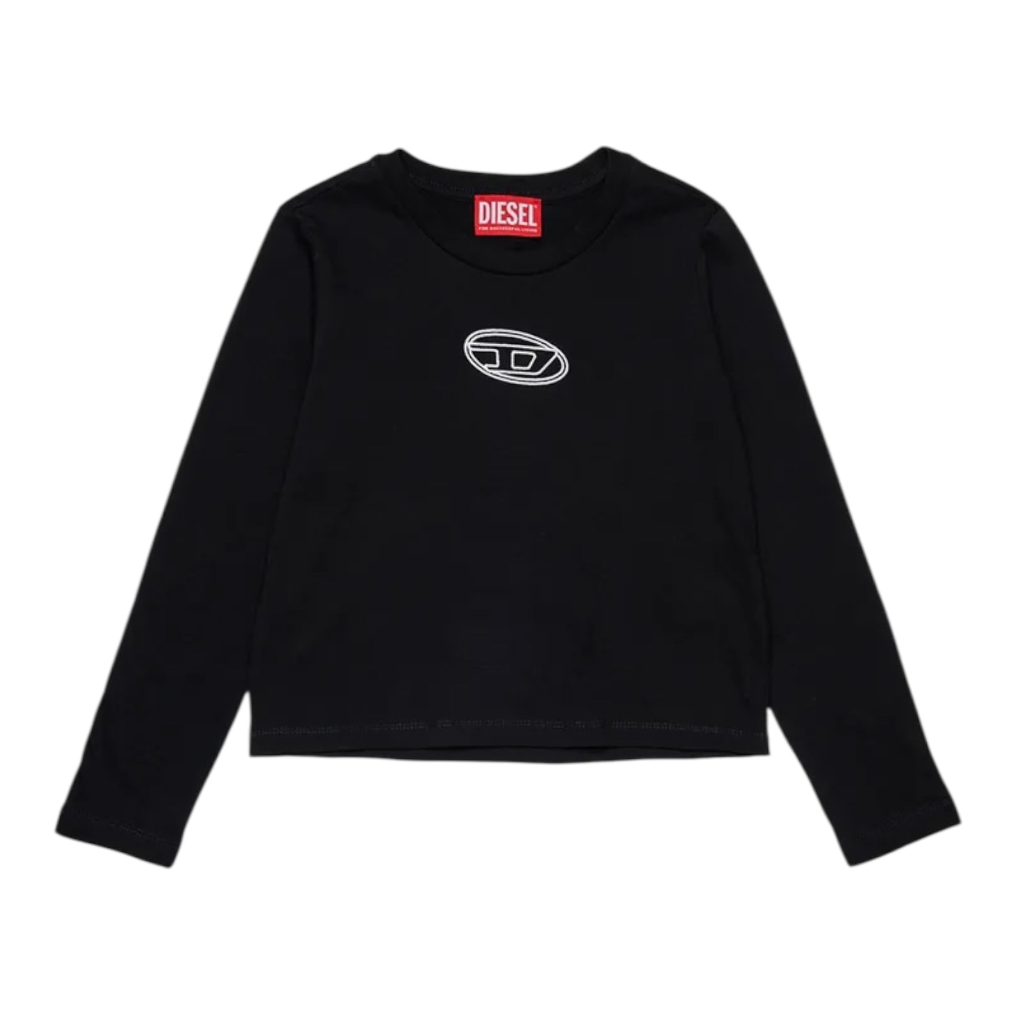 Diesel Shirt tinta unita Girocollo con Stampa Nero per Bambina J0243100YI9 NERO DIESEL 