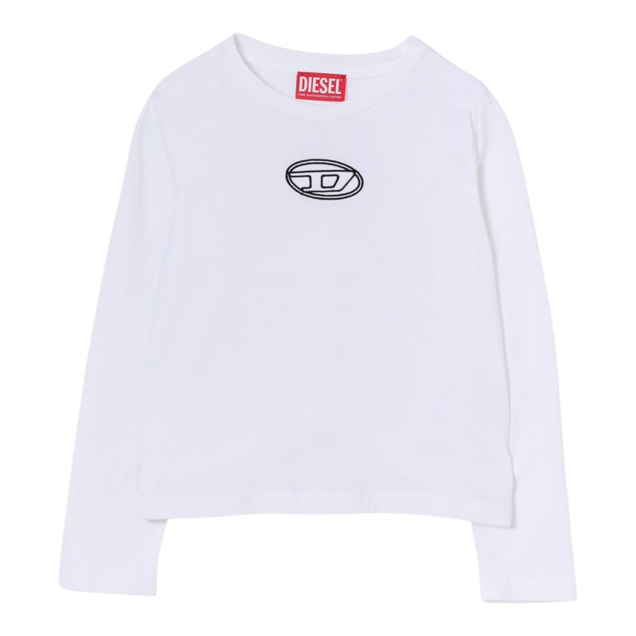 Diesel Shirt tinta unita con Logo Bianco per Bambina J02431 BIANCO DIESEL 