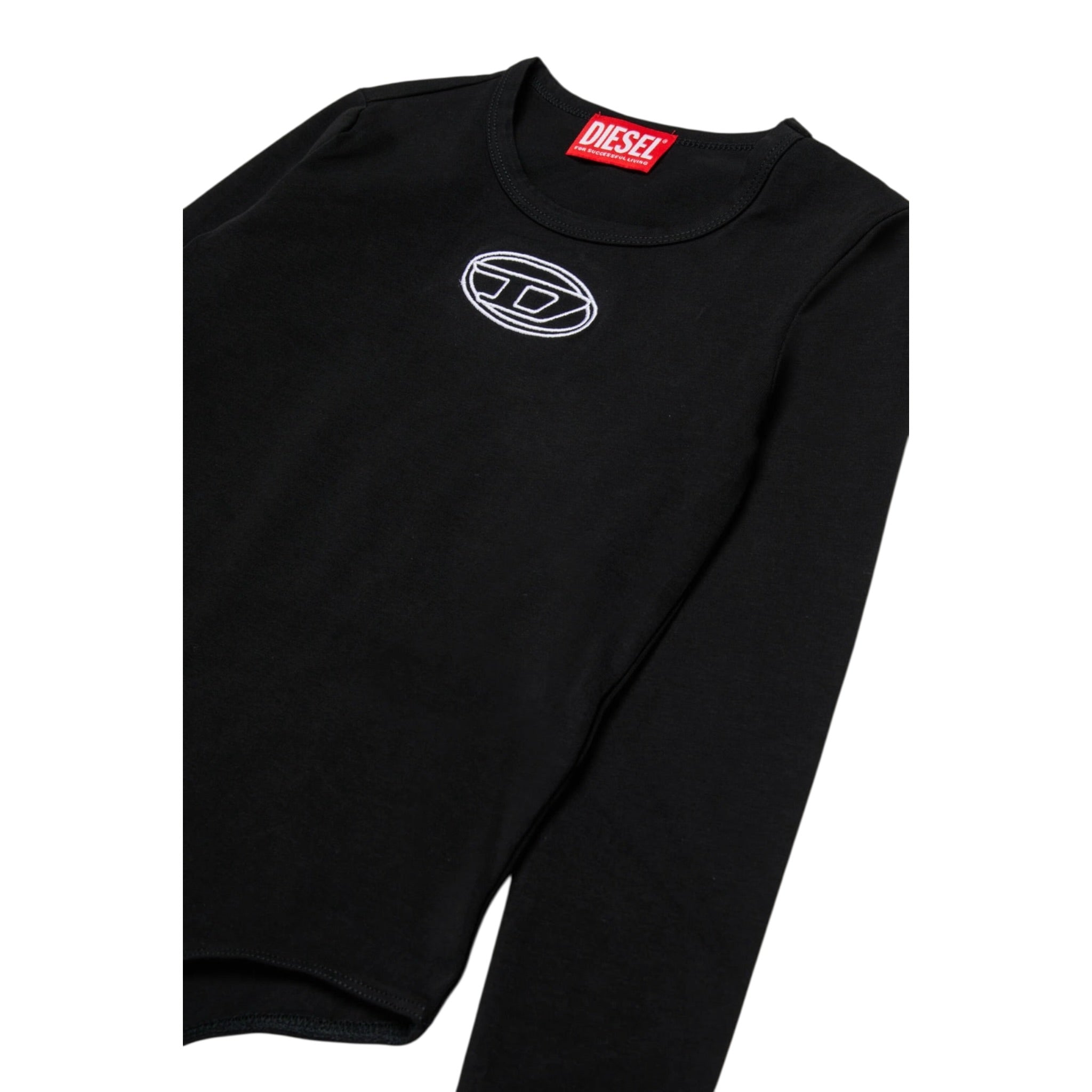 Diesel Body Tinta Uinita con Logo Nero per Bambina J02433X NERO DIESEL 
