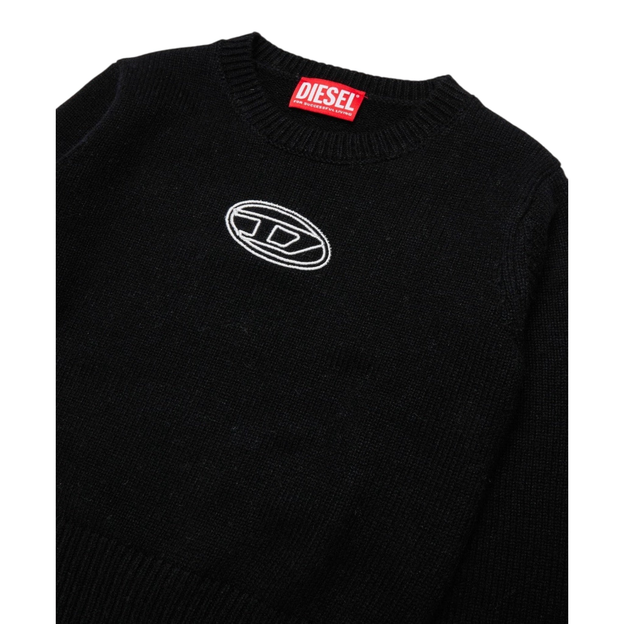 Diesel Maglia tinta unita con Logo Nero per Bambina J02435 NERO DIESEL 