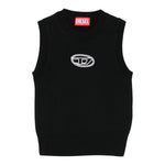 Diesel Gilet In Maglia tinta unita con Logo Nero per Bambina J02437X NERO DIESEL 