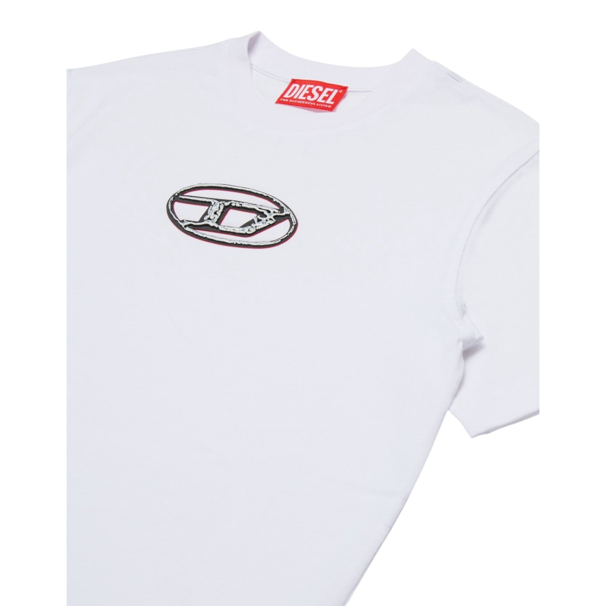 Diesel T-Shirt tinta unita con Logo Bianco per Bambina J02471 BIANCO DIESEL 