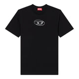 Diesel T-Shirt tinta unita con Logo Nero per Bambina J02471X NERO DIESEL 