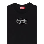 Diesel T-Shirt tinta unita con Logo Nero per Bambina J02471X NERO DIESEL 