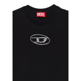 Diesel T-Shirt tinta unita con Logo Nero per Bambina J02471X NERO DIESEL 