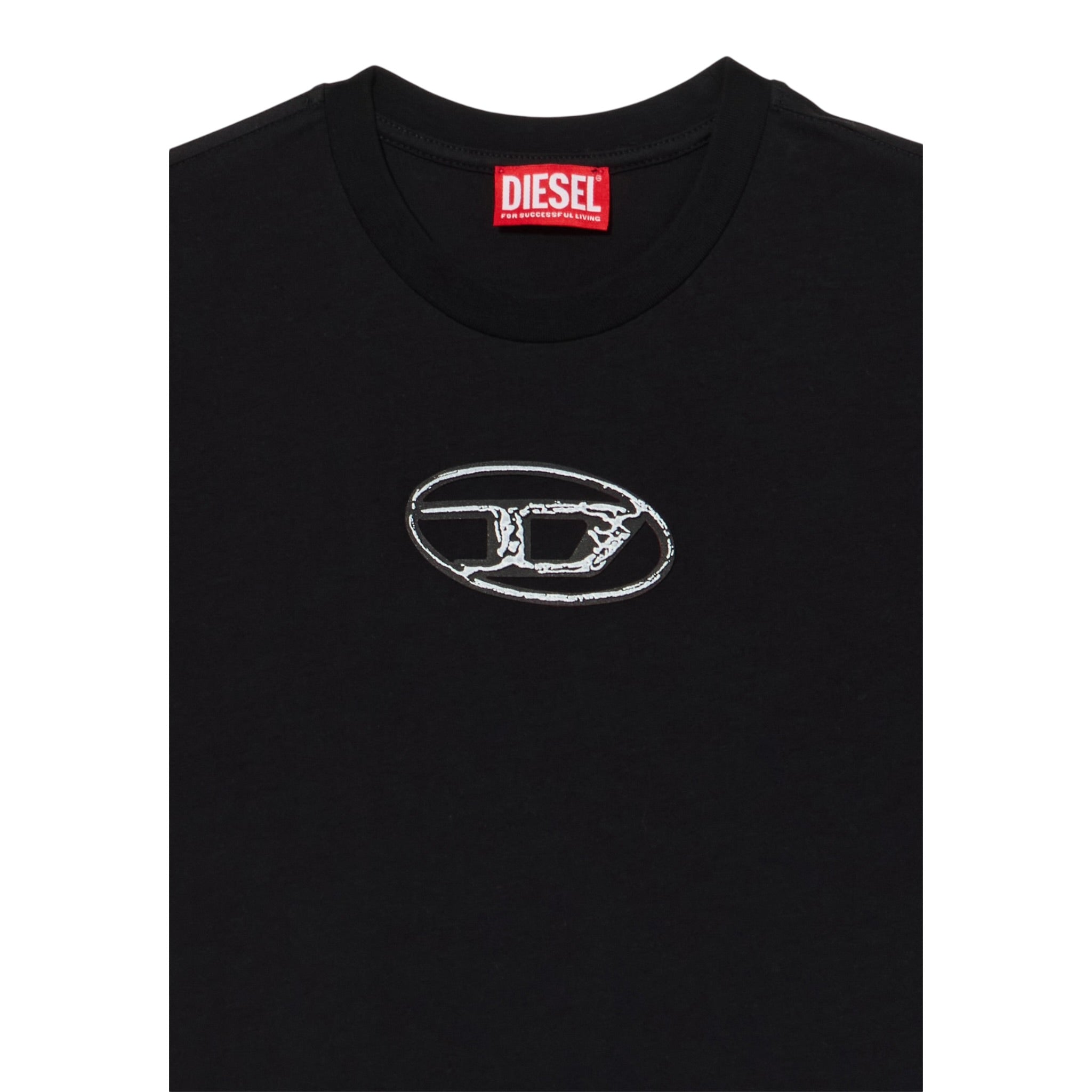 Diesel T-Shirt tinta unita con Logo Nero per Bambina J02471X NERO DIESEL 