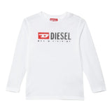 Diesel Shirt tinta unita con Logo Bianco per Bambino J02474 BIANCO DIESEL 