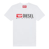 Diesel T-Shirt Girocollo tinta unita con Stampa Bianco per Bambino J02475 BIANCO DIESEL 