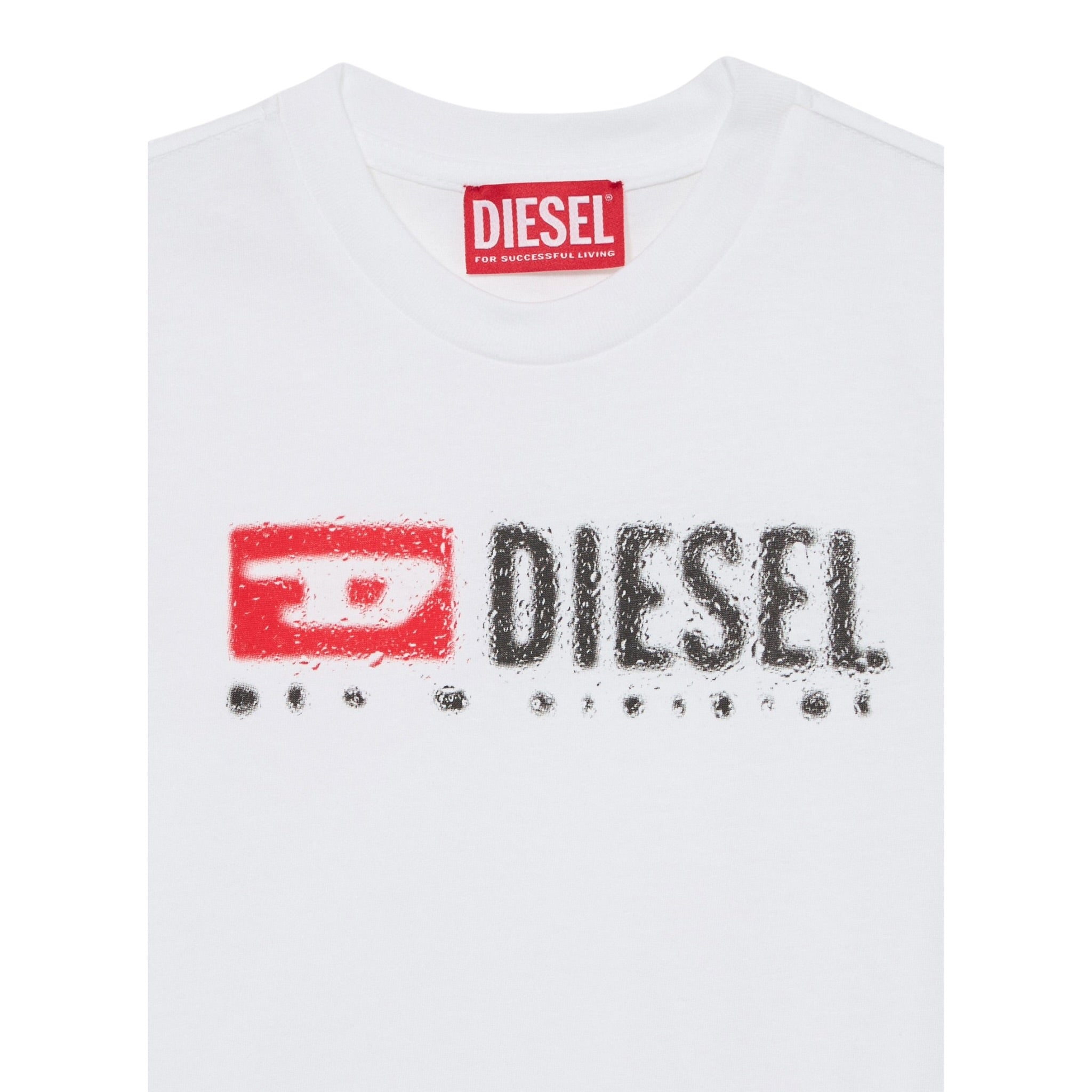 Diesel T-Shirt Girocollo tinta unita con Stampa Bianco per Bambino J02475 BIANCO DIESEL 