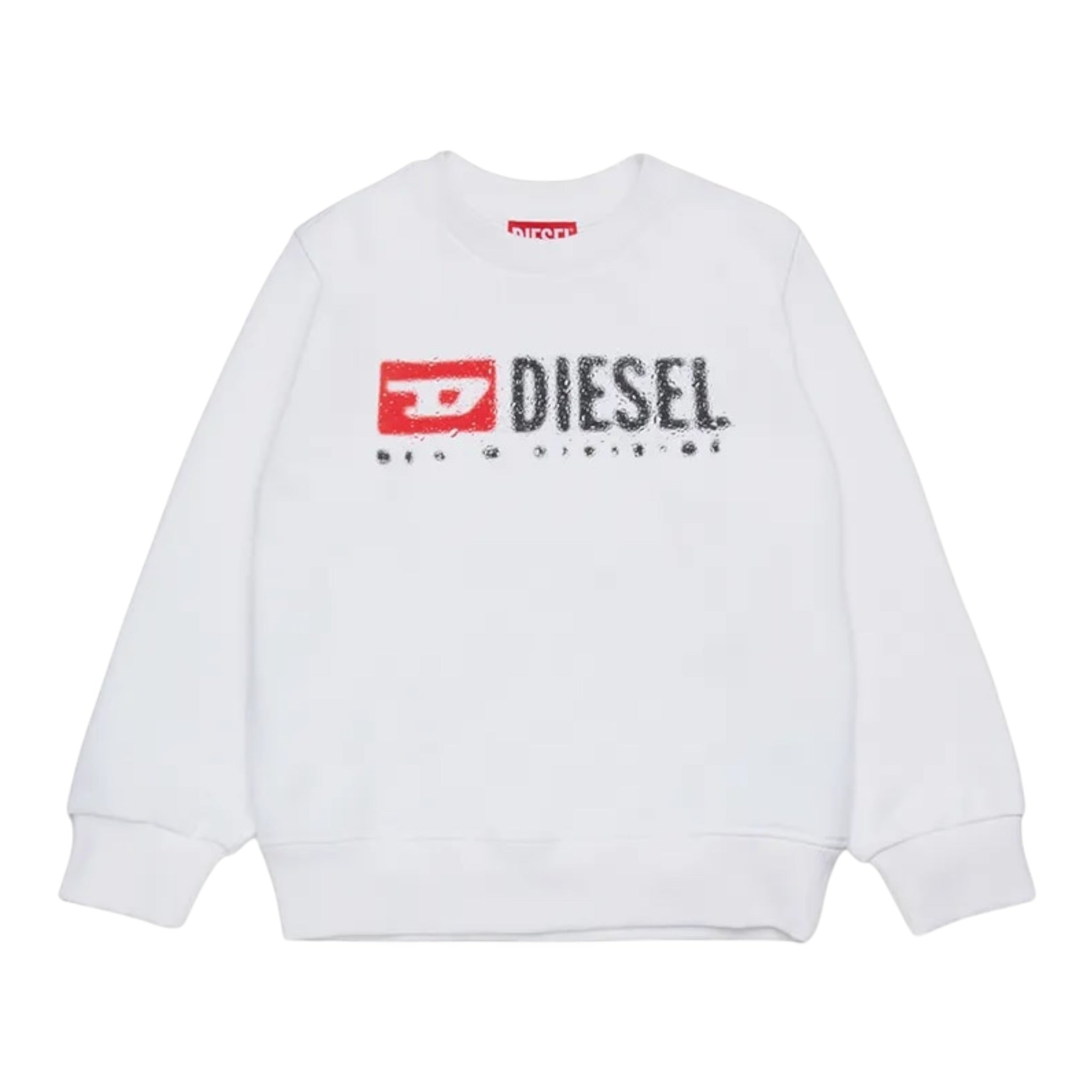 Diesel Felpa Girocollo tinta unita con Logo Bianco per Bambino J02483 BIANCO DIESEL 