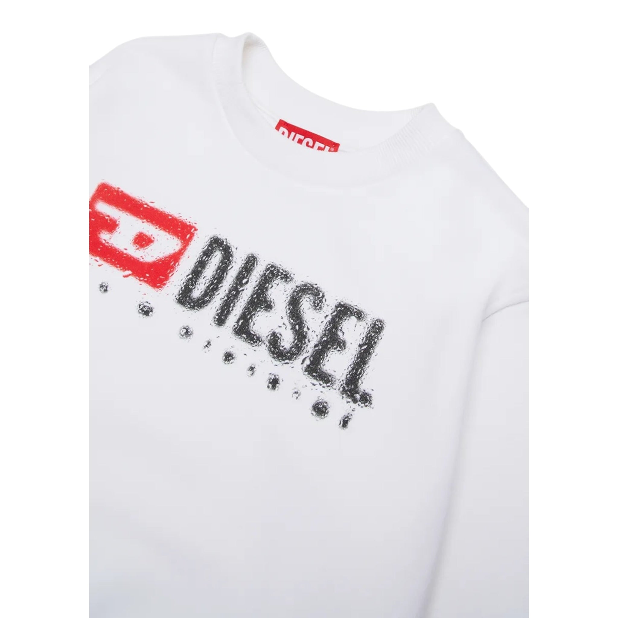 Diesel Felpa Girocollo tinta unita con Logo Bianco per Bambino J02483 BIANCO DIESEL 