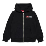 Diesel Felpa tinta unita con Zip E Cappuccio Nero per Bambino J02484 NERO DIESEL 