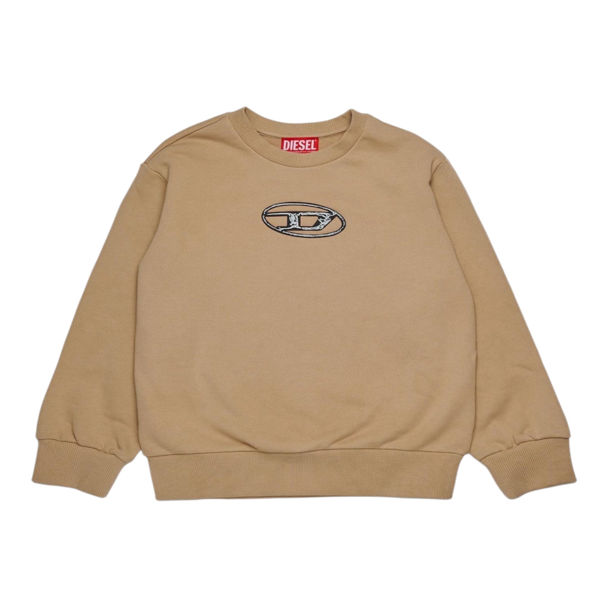 Diesel Felpa tinta unita con Logo Beige per Bambino J02486 BEIGE DIESEL 