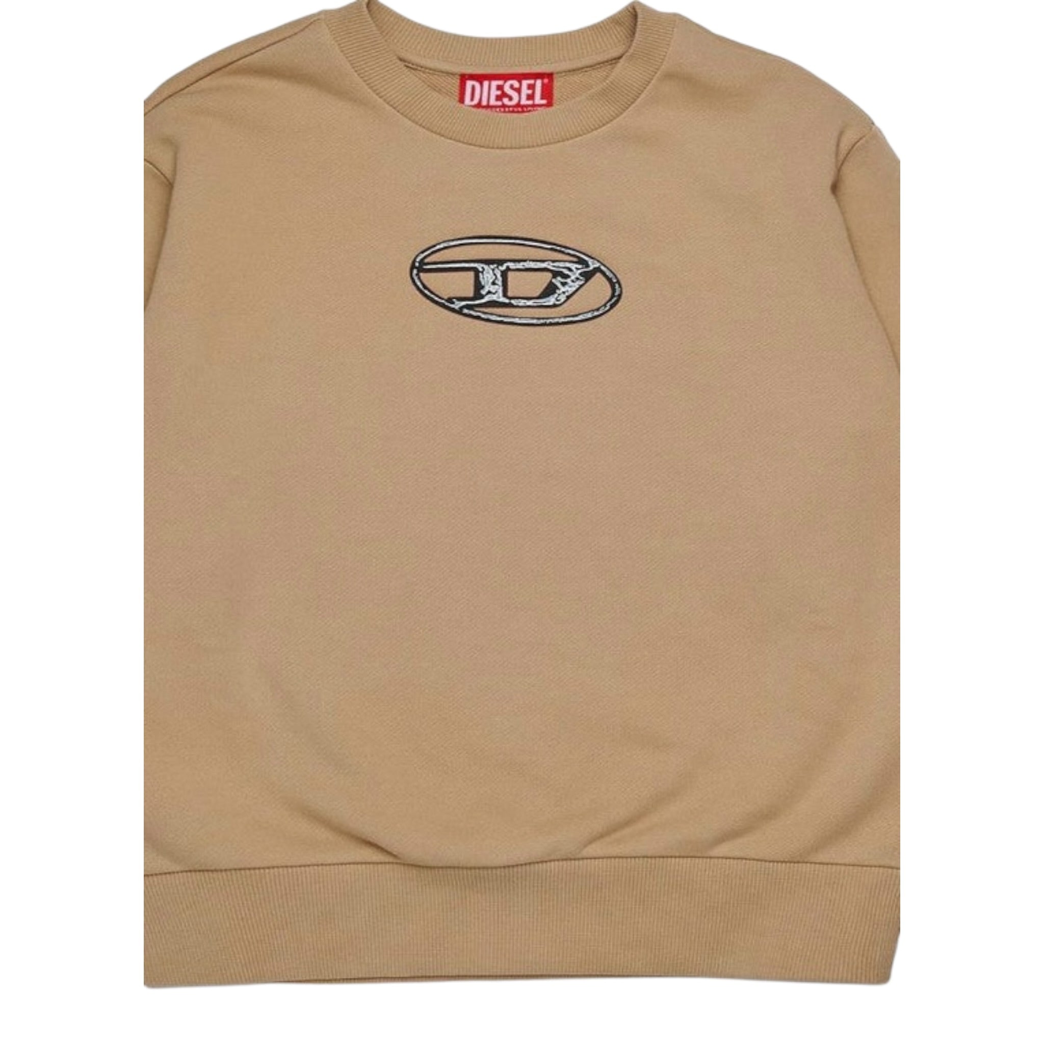 Diesel Felpa tinta unita con Logo Beige per Bambino J02486 BEIGE DIESEL 