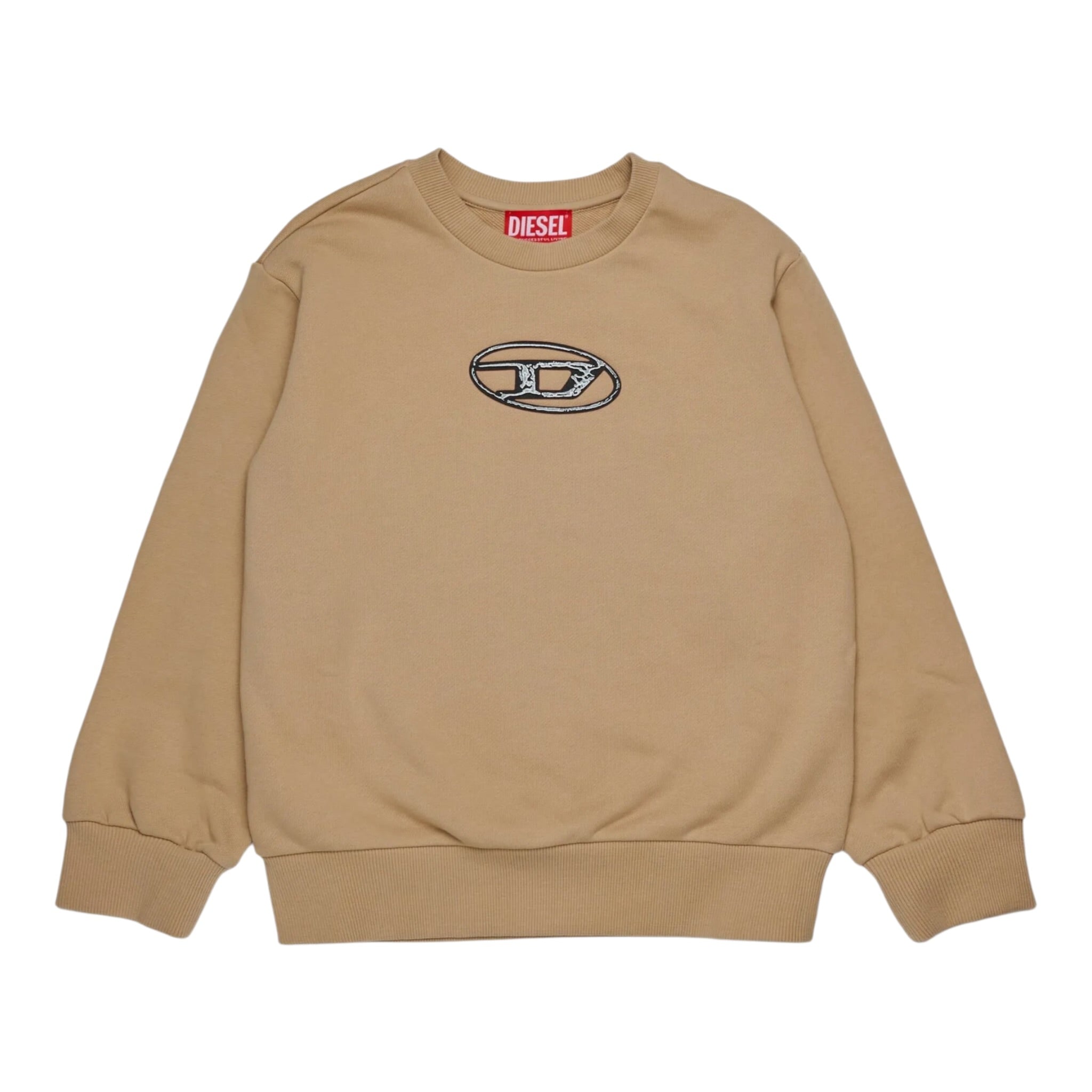 Diesel Felpa tinta unita con Logo Beige per Bambino J02486XXX BEIGE DIESEL 